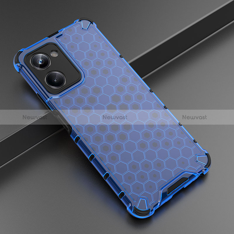 Silicone Transparent Frame Case Cover 360 Degrees AM2 for Realme 10 Pro 5G Blue