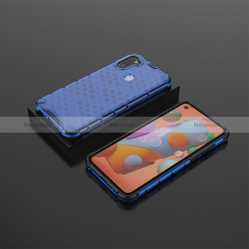 Silicone Transparent Frame Case Cover 360 Degrees AM2 for Samsung Galaxy A11 Blue