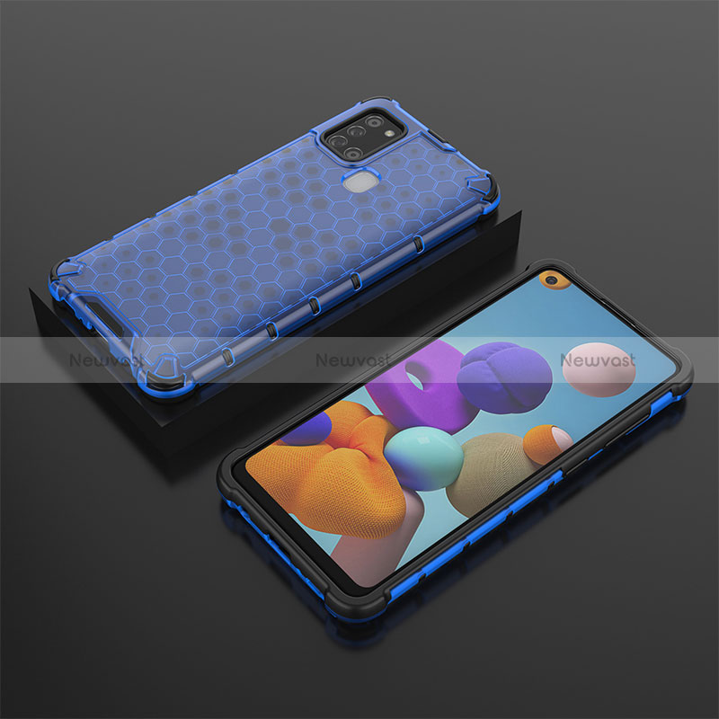 Silicone Transparent Frame Case Cover 360 Degrees AM2 for Samsung Galaxy A21s Blue