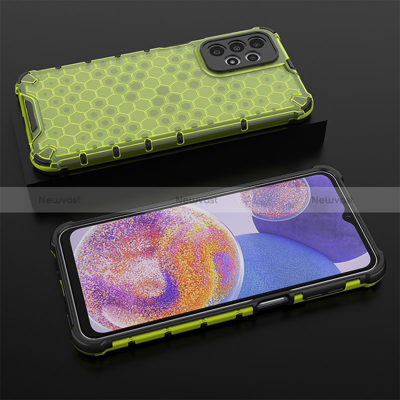 Silicone Transparent Frame Case Cover 360 Degrees AM2 for Samsung Galaxy A23 4G Green