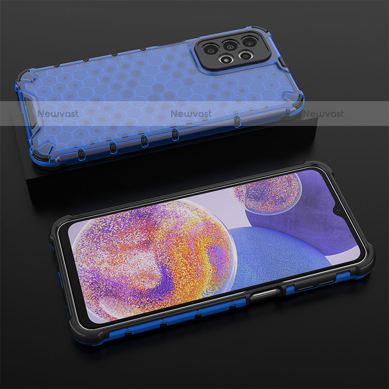 Silicone Transparent Frame Case Cover 360 Degrees AM2 for Samsung Galaxy A23 5G Blue