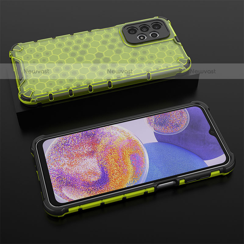 Silicone Transparent Frame Case Cover 360 Degrees AM2 for Samsung Galaxy A23 5G Green