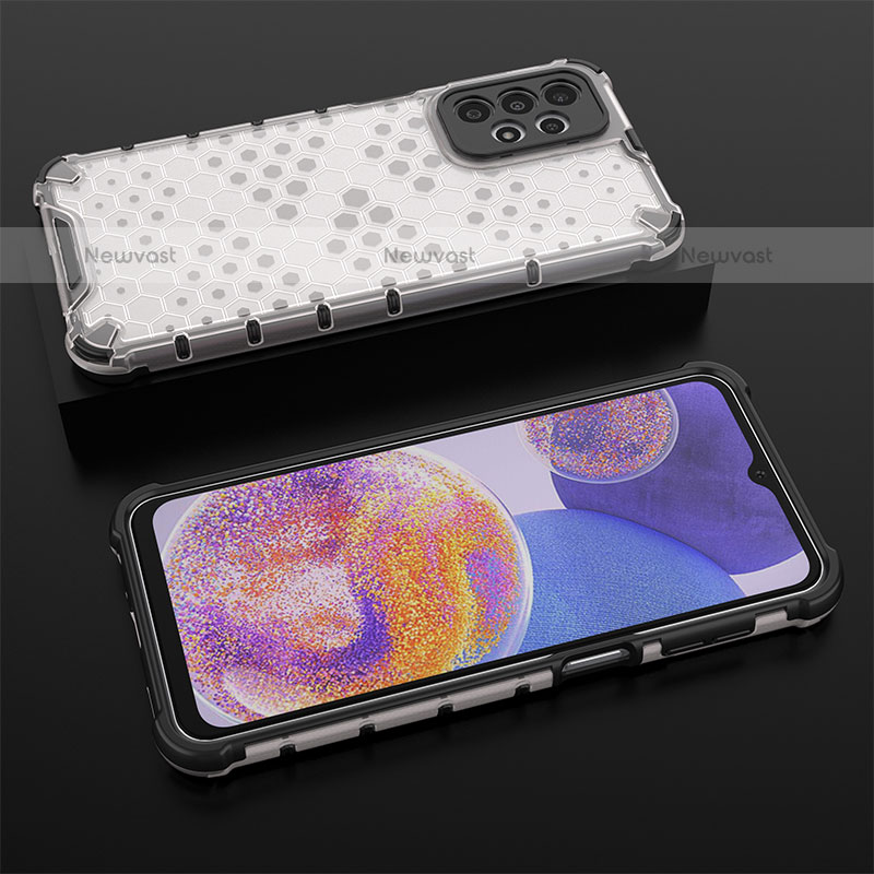Silicone Transparent Frame Case Cover 360 Degrees AM2 for Samsung Galaxy A23 5G White