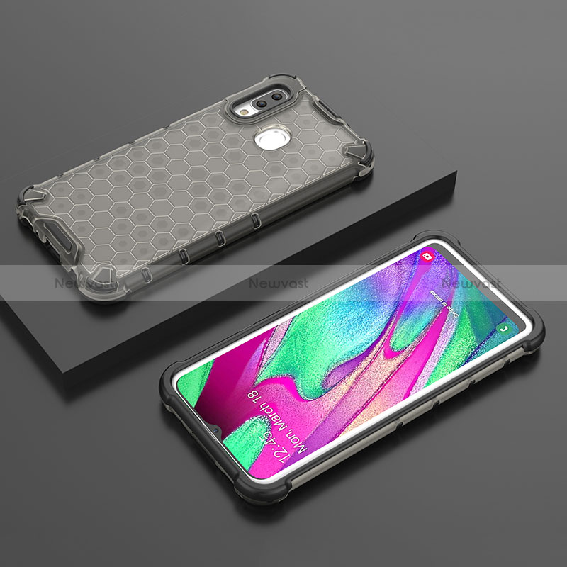 Silicone Transparent Frame Case Cover 360 Degrees AM2 for Samsung Galaxy A40 Black