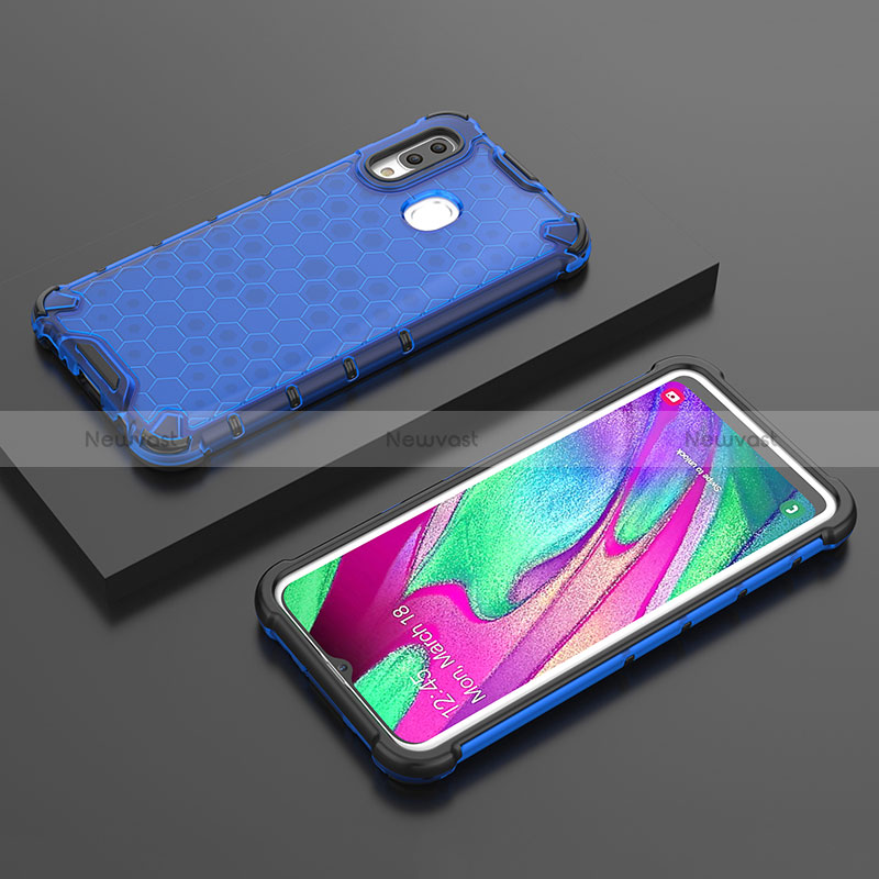Silicone Transparent Frame Case Cover 360 Degrees AM2 for Samsung Galaxy A40 Blue