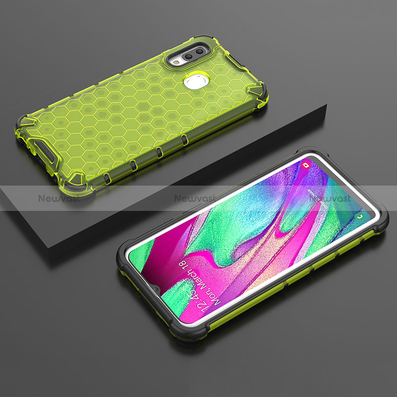 Silicone Transparent Frame Case Cover 360 Degrees AM2 for Samsung Galaxy A40 Green