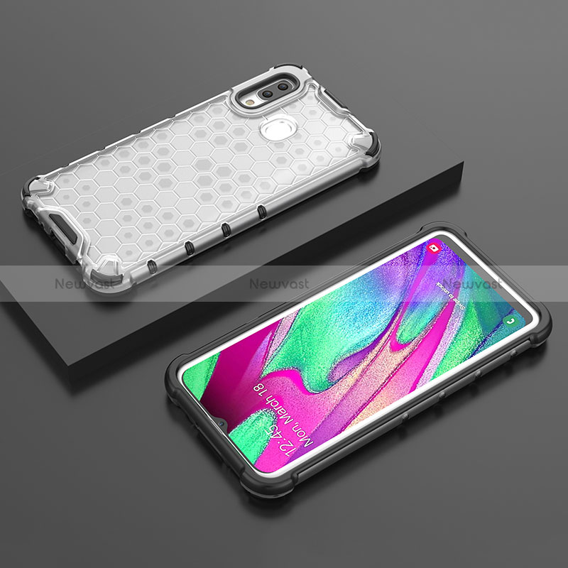 Silicone Transparent Frame Case Cover 360 Degrees AM2 for Samsung Galaxy A40 White