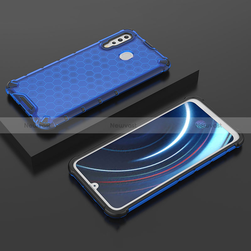 Silicone Transparent Frame Case Cover 360 Degrees AM2 for Samsung Galaxy A40s Blue
