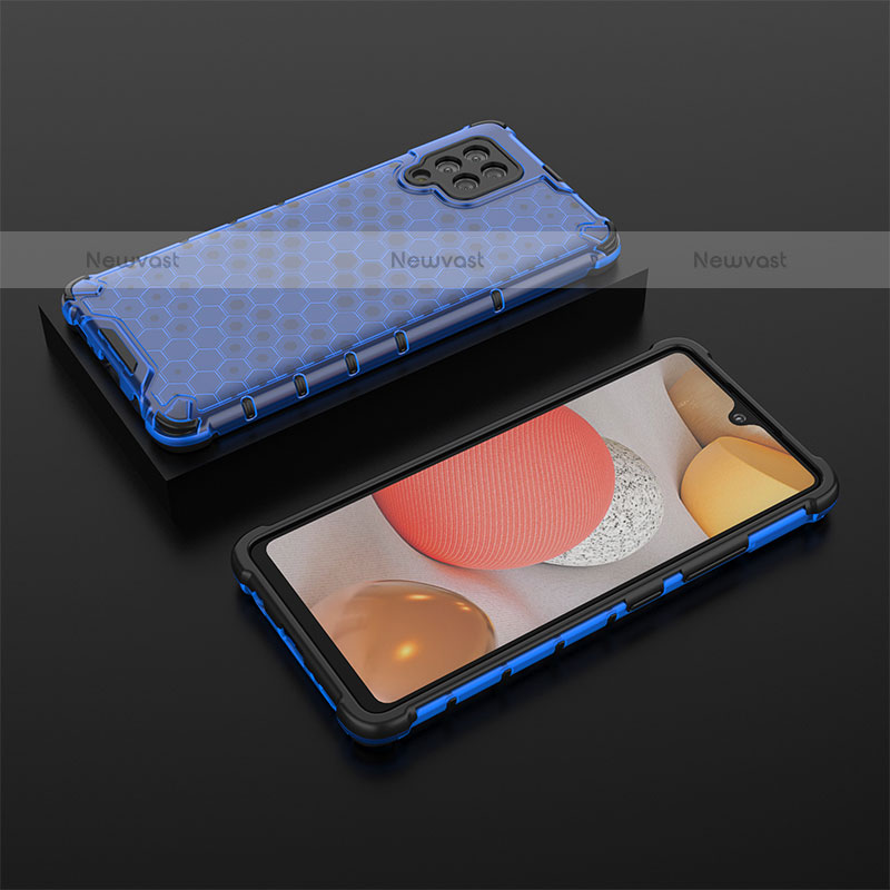 Silicone Transparent Frame Case Cover 360 Degrees AM2 for Samsung Galaxy A42 5G Blue