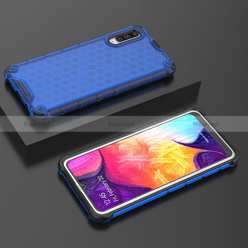 Silicone Transparent Frame Case Cover 360 Degrees AM2 for Samsung Galaxy A50 Blue