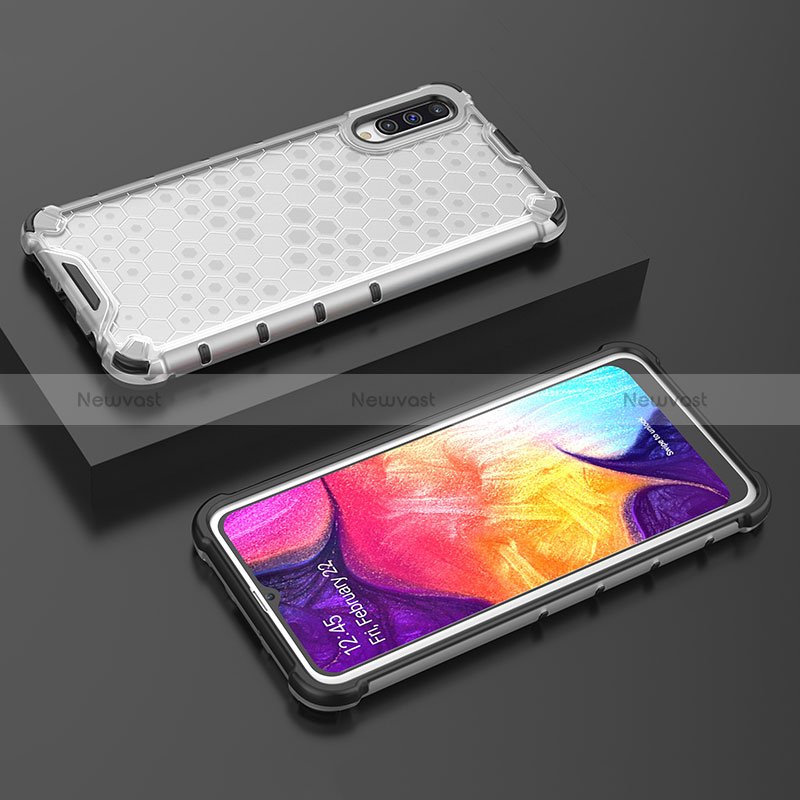 Silicone Transparent Frame Case Cover 360 Degrees AM2 for Samsung Galaxy A50 White