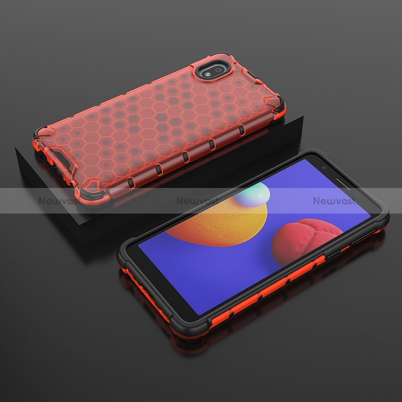 Silicone Transparent Frame Case Cover 360 Degrees AM2 for Samsung Galaxy M01 Core Red