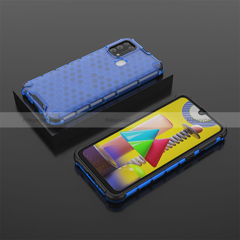 Silicone Transparent Frame Case Cover 360 Degrees AM2 for Samsung Galaxy M31 Prime Edition Blue
