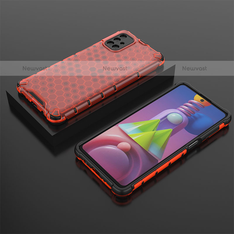 Silicone Transparent Frame Case Cover 360 Degrees AM2 for Samsung Galaxy M51 Red