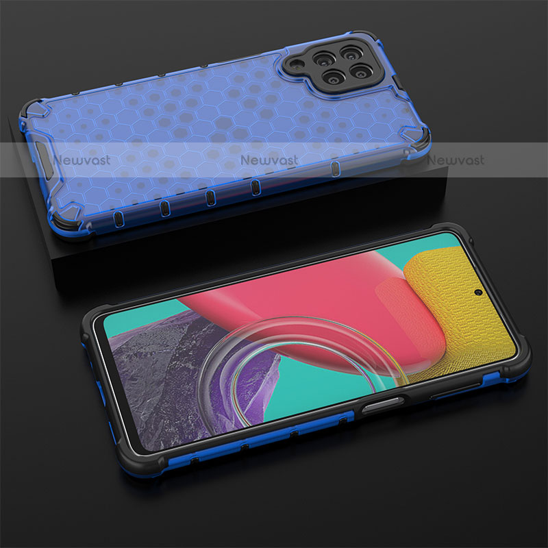 Silicone Transparent Frame Case Cover 360 Degrees AM2 for Samsung Galaxy M53 5G Blue