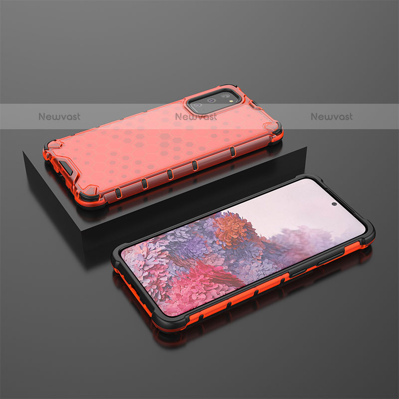 Silicone Transparent Frame Case Cover 360 Degrees AM2 for Samsung Galaxy S20 5G Red