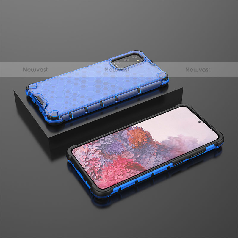 Silicone Transparent Frame Case Cover 360 Degrees AM2 for Samsung Galaxy S20 Blue