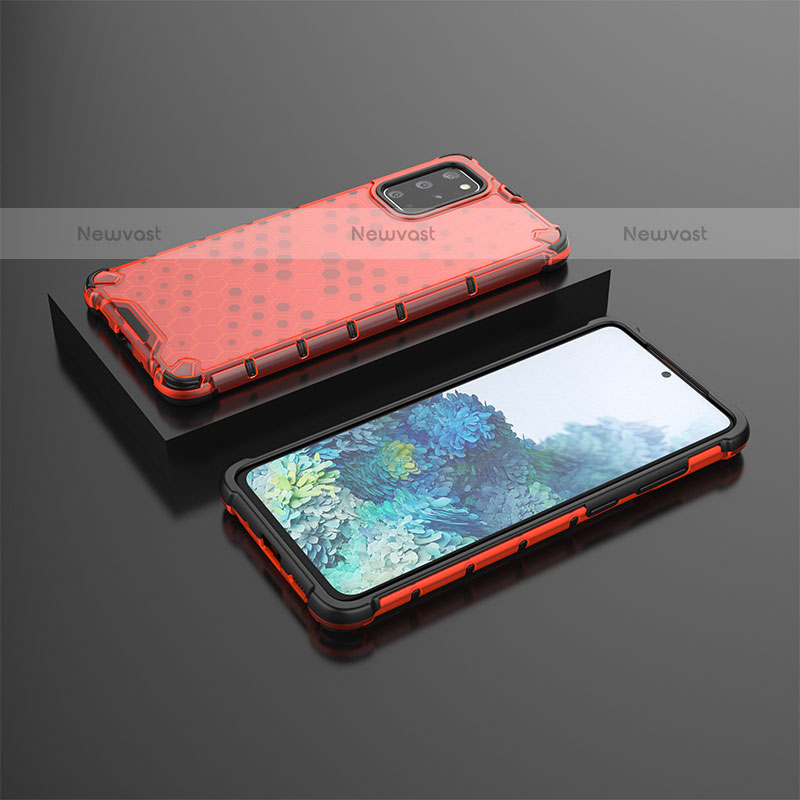 Silicone Transparent Frame Case Cover 360 Degrees AM2 for Samsung Galaxy S20 Plus 5G Red