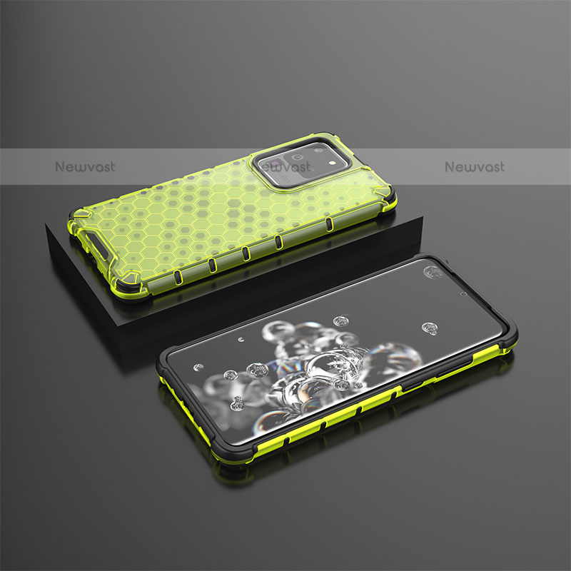 Silicone Transparent Frame Case Cover 360 Degrees AM2 for Samsung Galaxy S20 Ultra 5G Green