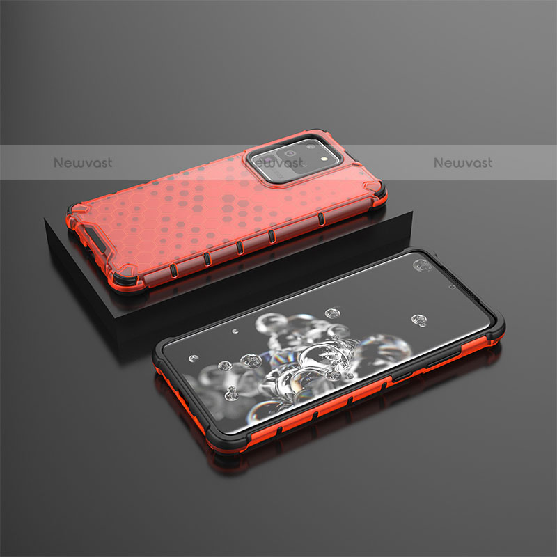 Silicone Transparent Frame Case Cover 360 Degrees AM2 for Samsung Galaxy S20 Ultra 5G Red