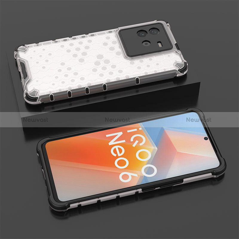Silicone Transparent Frame Case Cover 360 Degrees AM2 for Vivo iQOO Neo6 SE 5G White