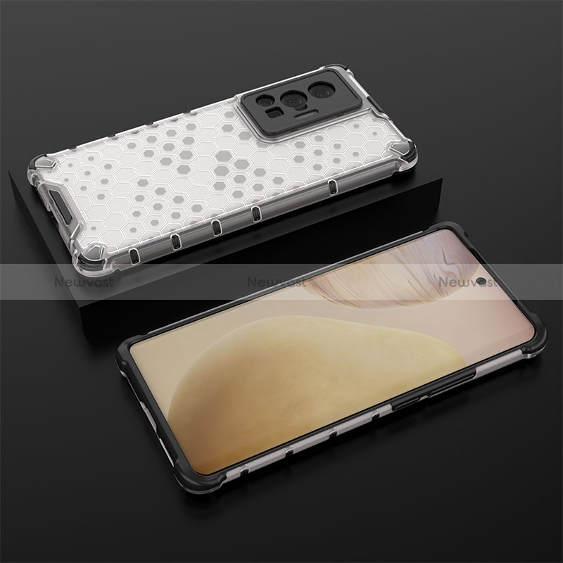 Silicone Transparent Frame Case Cover 360 Degrees AM2 for Vivo X70 Pro 5G