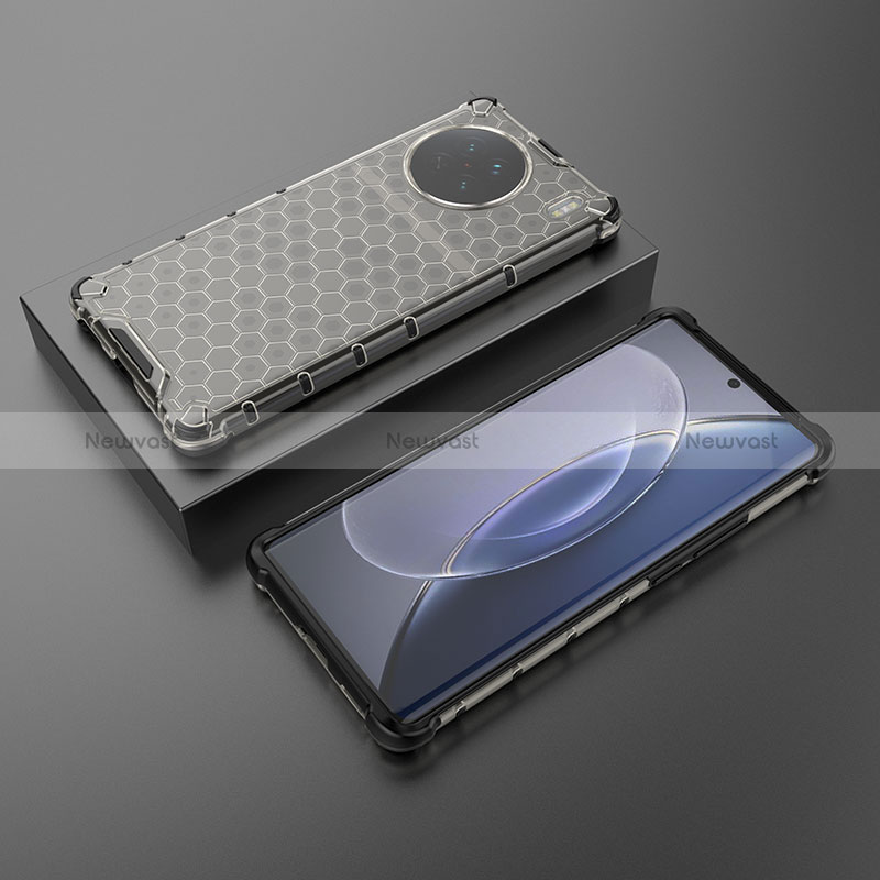 Silicone Transparent Frame Case Cover 360 Degrees AM2 for Vivo X90 5G