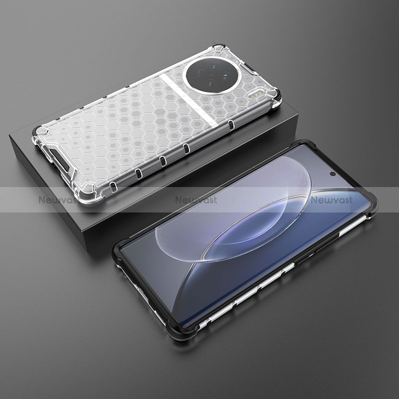 Silicone Transparent Frame Case Cover 360 Degrees AM2 for Vivo X90 5G White