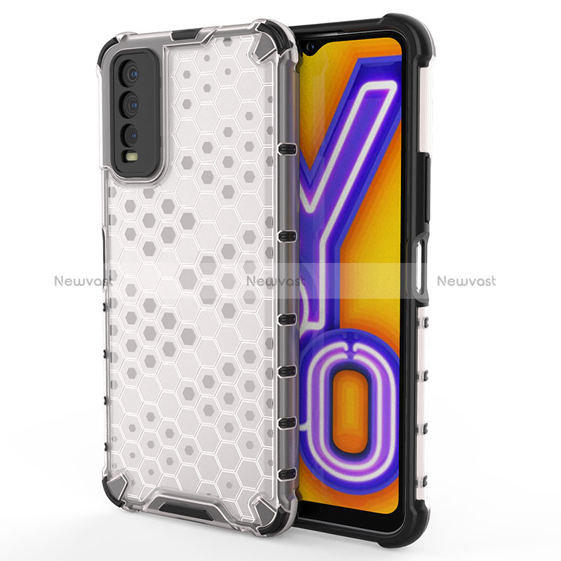 Silicone Transparent Frame Case Cover 360 Degrees AM2 for Vivo Y11s White