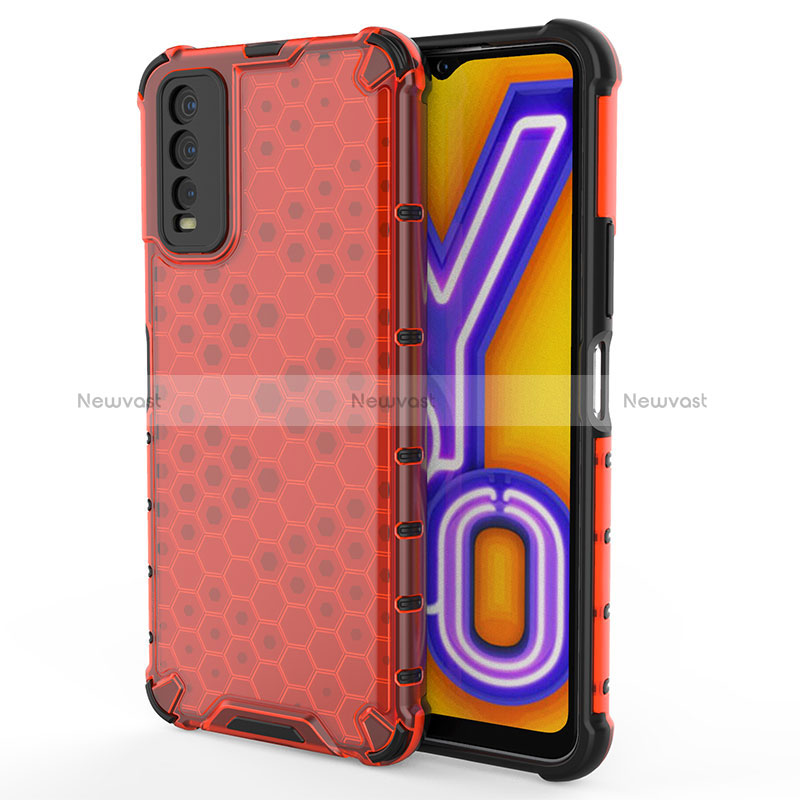 Silicone Transparent Frame Case Cover 360 Degrees AM2 for Vivo Y20s Red