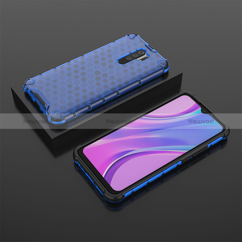 Silicone Transparent Frame Case Cover 360 Degrees AM2 for Xiaomi Redmi 9 Blue