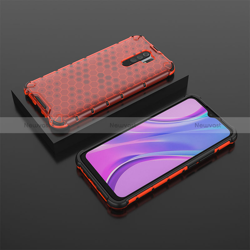 Silicone Transparent Frame Case Cover 360 Degrees AM2 for Xiaomi Redmi 9 Red