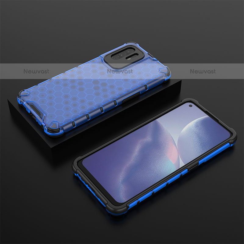 Silicone Transparent Frame Case Cover 360 Degrees AM3 for Oppo A94 5G Blue