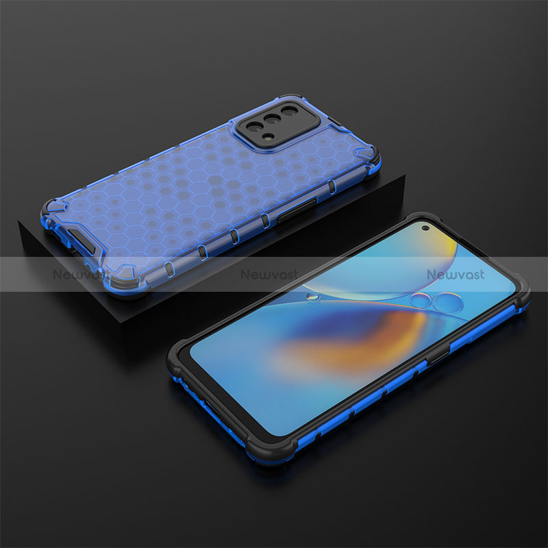 Silicone Transparent Frame Case Cover 360 Degrees AM3 for Oppo A95 4G Blue