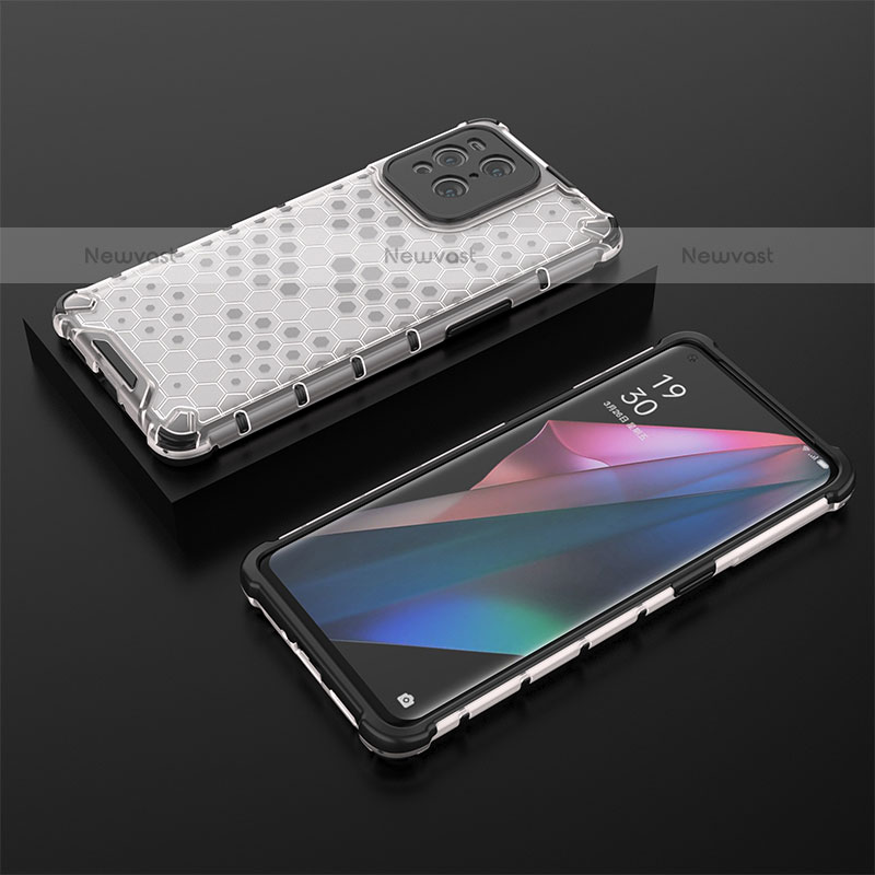 Silicone Transparent Frame Case Cover 360 Degrees AM3 for Oppo Find X3 Pro 5G White