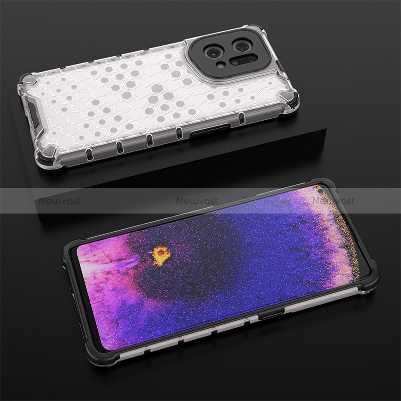 Silicone Transparent Frame Case Cover 360 Degrees AM3 for Oppo Find X5 5G White