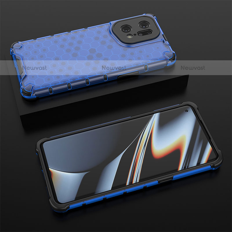 Silicone Transparent Frame Case Cover 360 Degrees AM3 for Oppo Find X5 Pro 5G Blue