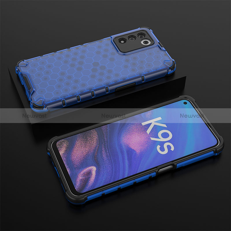 Silicone Transparent Frame Case Cover 360 Degrees AM3 for Oppo K9S 5G Blue