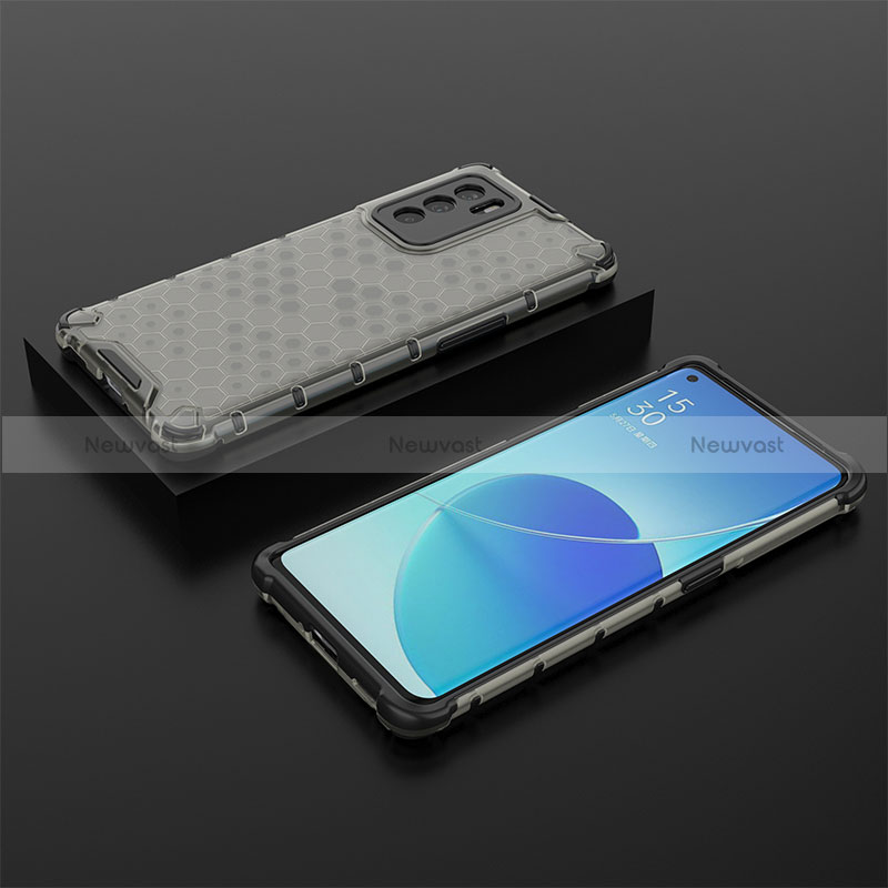 Silicone Transparent Frame Case Cover 360 Degrees AM3 for Oppo Reno6 Pro 5G India Black