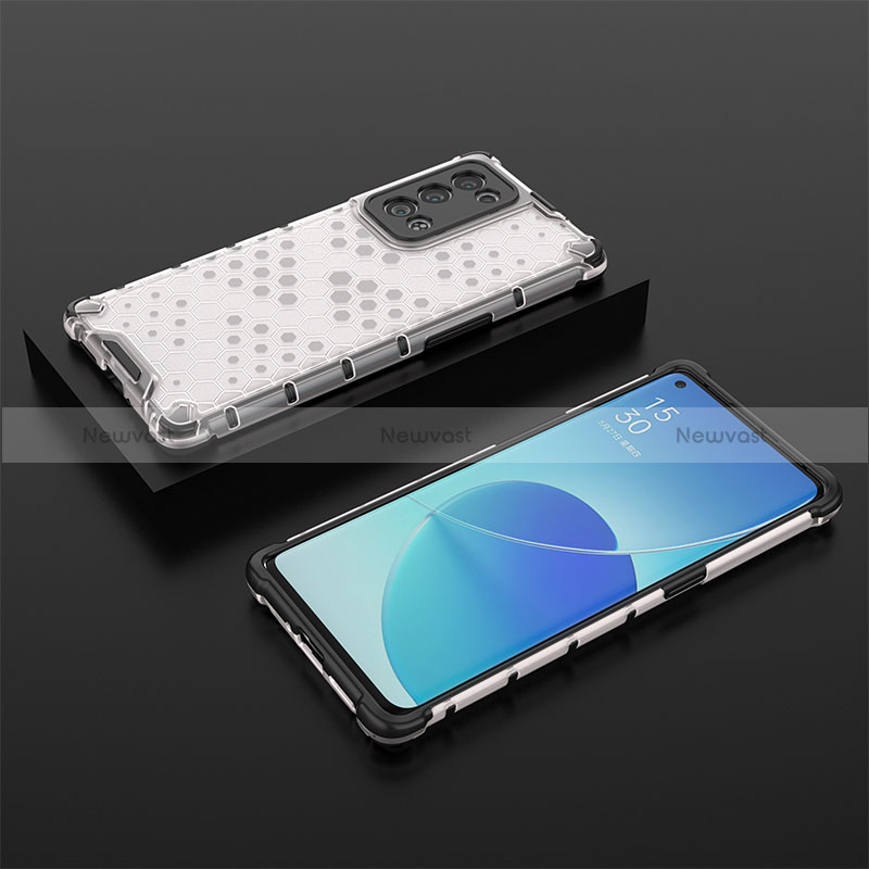 Silicone Transparent Frame Case Cover 360 Degrees AM3 for Oppo Reno6 Pro+ Plus 5G White