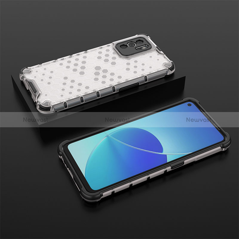 Silicone Transparent Frame Case Cover 360 Degrees AM3 for Oppo Reno6 Z 5G White