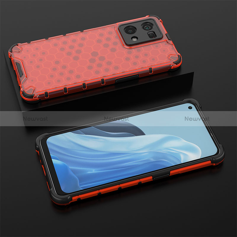 Silicone Transparent Frame Case Cover 360 Degrees AM3 for Oppo Reno7 4G Red
