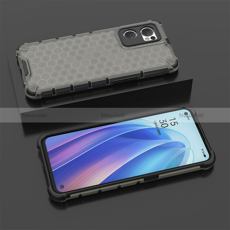 Silicone Transparent Frame Case Cover 360 Degrees AM3 for Oppo Reno7 5G Black