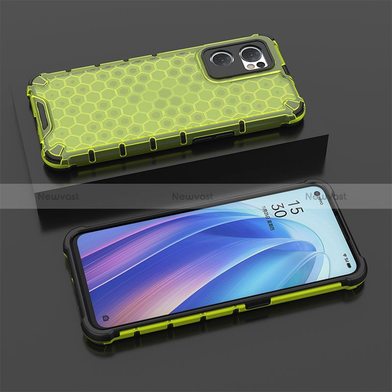 Silicone Transparent Frame Case Cover 360 Degrees AM3 for Oppo Reno7 5G Green