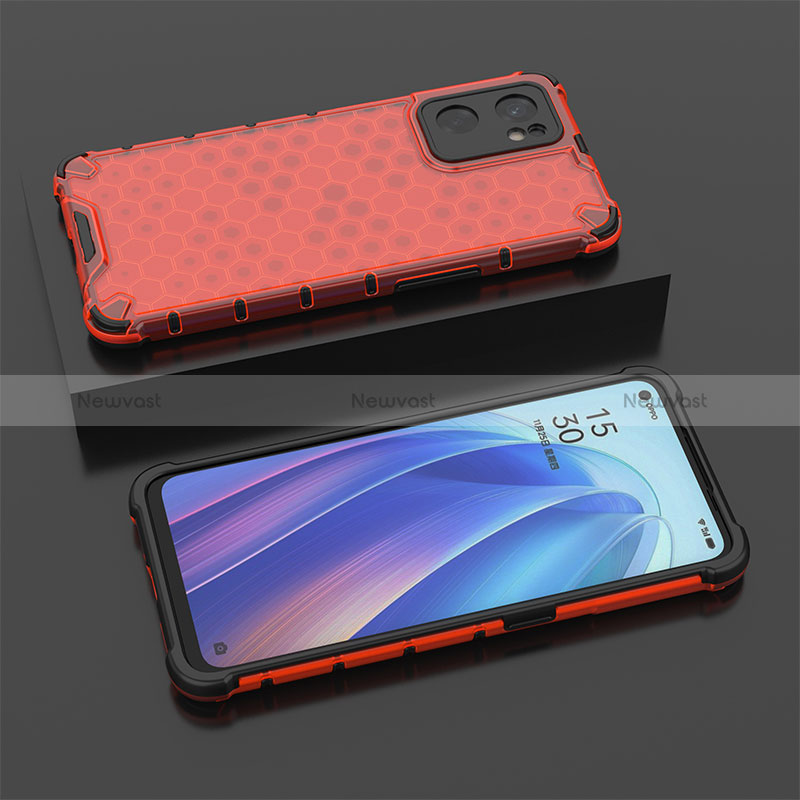 Silicone Transparent Frame Case Cover 360 Degrees AM3 for Oppo Reno7 SE 5G Red