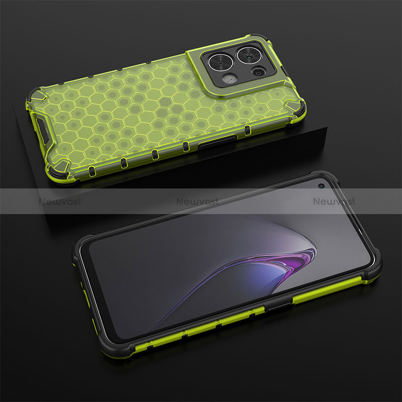 Silicone Transparent Frame Case Cover 360 Degrees AM3 for Oppo Reno8 5G Green