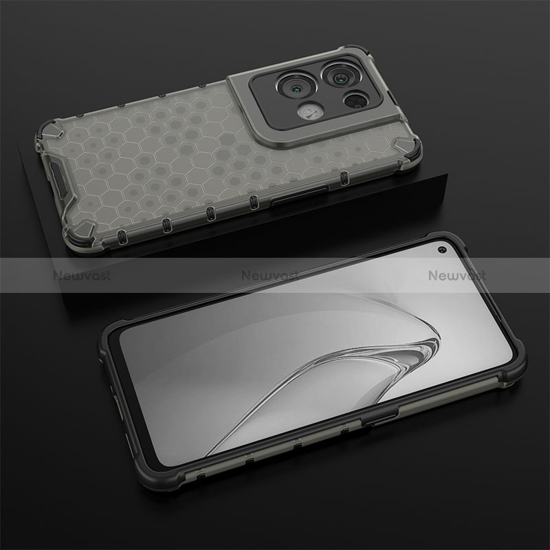 Silicone Transparent Frame Case Cover 360 Degrees AM3 for Oppo Reno8 Pro+ Plus 5G Black