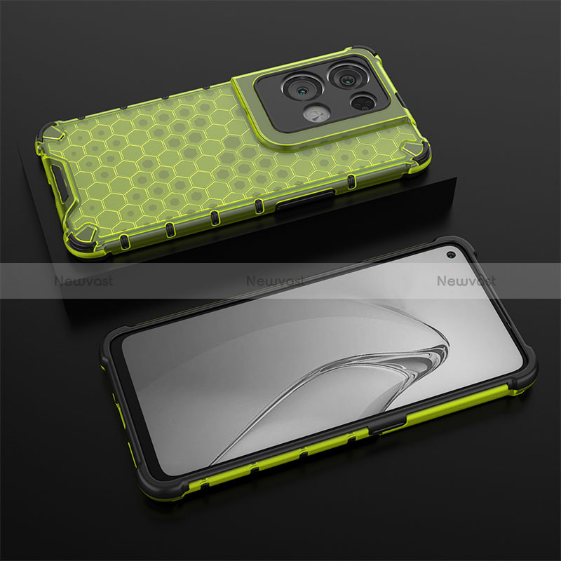 Silicone Transparent Frame Case Cover 360 Degrees AM3 for Oppo Reno8 Pro+ Plus 5G Green