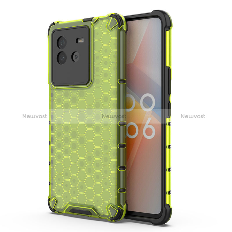 Silicone Transparent Frame Case Cover 360 Degrees AM3 for Vivo iQOO Neo6 5G Green