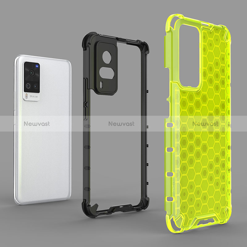 Silicone Transparent Frame Case Cover 360 Degrees AM3 for Vivo X60 Pro 5G